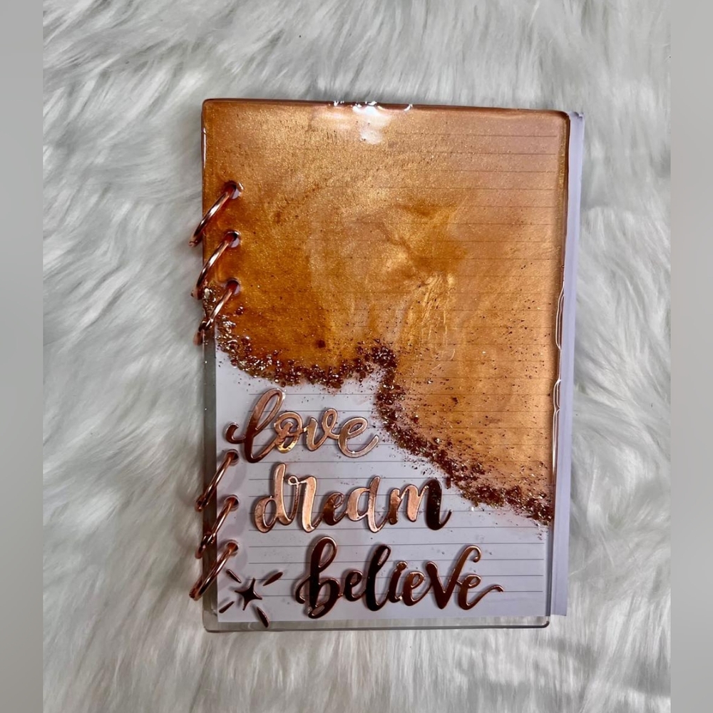 Empowering Resin Notebook: Love, Dream, Believe Cover Design | Can be customized